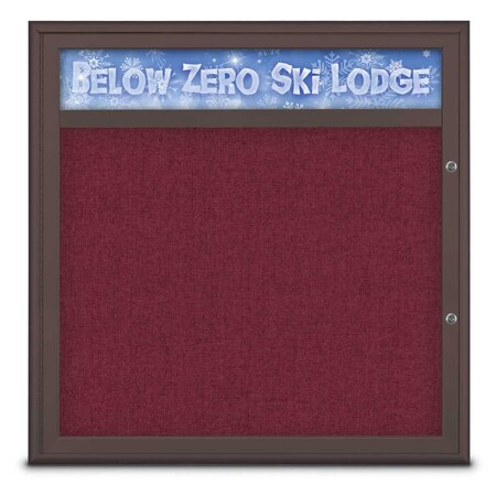 United Visual Products Single Door Radius Plus Corkboard, Header UV8012PLUS-BRONZE-DBURGU