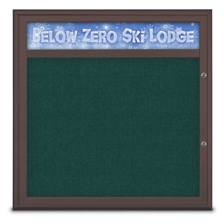 United Visual Products Single Door Radius Plus Corkboard, Header UV8012PLUS-BRONZE-DRKSPR