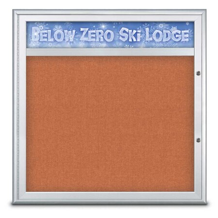 United Visual Products Single Door Radius Plus Corkboard With H UV8012PLUS-SATIN-APRICOT