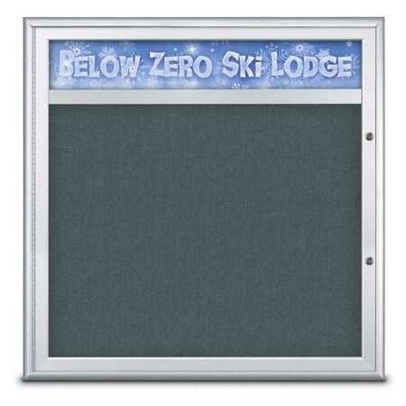 United Visual Products Single Door Radius Plus Corkboard, Header UV8012PLUS-SATIN-BLSPRU
