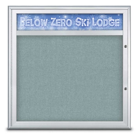 United Visual Products Single Door Radius Plus Corkboard With H UV8012PLUS-SATIN-CLOUD