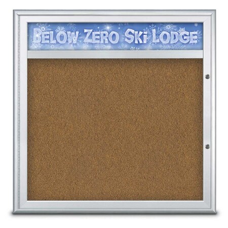 United Visual Products Single Door Radius Plus Corkboard, Hdr, 36 UV8012PLUS-SATIN-FORBO