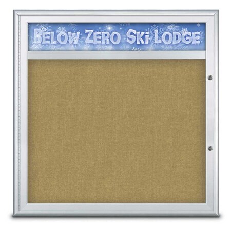 United Visual Products Single Door Radius Plus Corkboard With H UV8012PLUS-SATIN-KEYLIME
