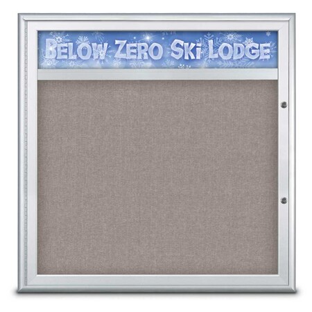 United Visual Products Single Door Radius Plus Corkboard With H UV8012PLUS-SATIN-PEARL
