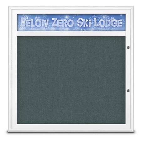 United Visual Products Single Door Radius Plus Corkboard, Header UV8012PLUS-WHITE-BLSPRU