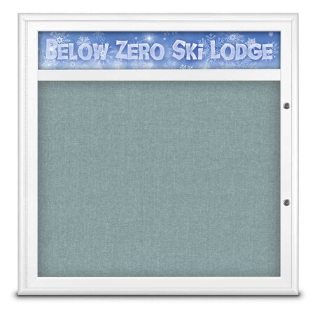 United Visual Products Single Door Radius Plus Corkboard With H UV8012PLUS-WHITE-CLOUD