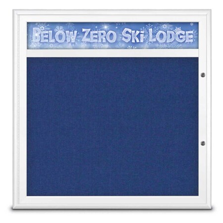 United Visual Products Single Door Radius Plus Corkboard With H UV8012PLUS-WHITE-COBACC