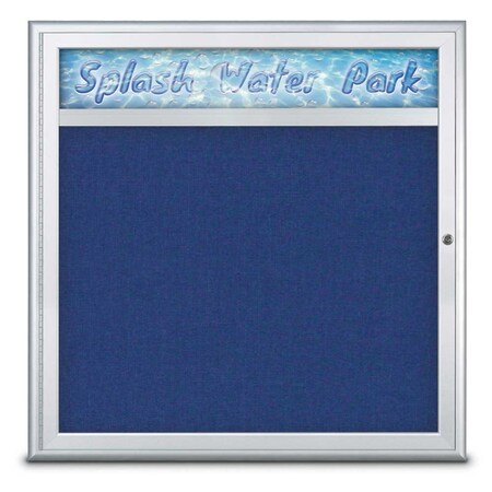 United Visual Products Single Door Radius Corkboard With Header UV8012-SATIN-COBACC