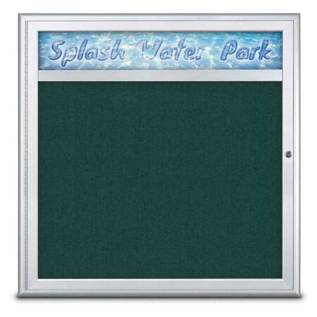 United Visual Products Single Door Radius Corkboard With Header UV8012-SATIN-DRKSPR