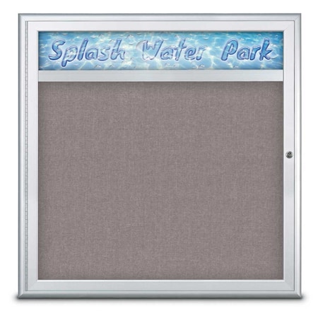 United Visual Products Single Door Radius Corkboard With Header UV8012-SATIN-SURF