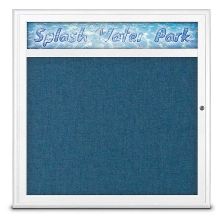 United Visual Products Single Door Radius Corkboard With Header UV8012-WHITE-ULTMAR