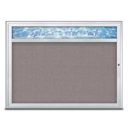 United Visual Products Single Door Radius Corkboard With Header UV80131-SATIN-SURF