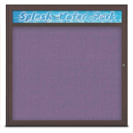 United Visual Products Single Door Radius Corkboard With Header UV801348-BRONZE-AMETHY