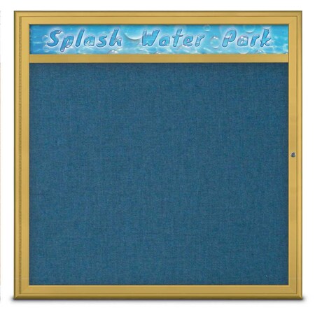 United Visual Products Single Door Radius Corkboard With Header UV801348-GOLD-ULTMAR
