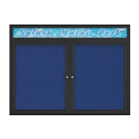 United Visual Products Double Door Radius Corkboard With Header, UV8013-BLACK-COBACC UV8013-BLACK-COBACC
