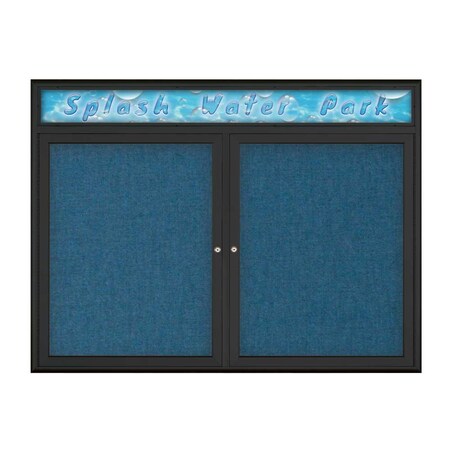 United Visual Products Double Door Radius Corkboard With Header UV8013-BLACK-ULTMAR