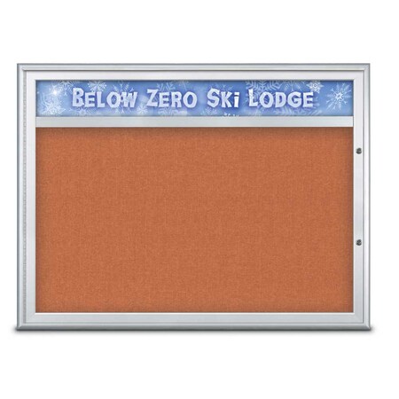 United Visual Products Single Door Radius Plus Corkboard With H UV8013PLUS1-SATIN-APRICOT