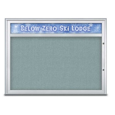 United Visual Products Single Door Radius Plus Corkboard With H UV8013PLUS1-SATIN-CLOUD