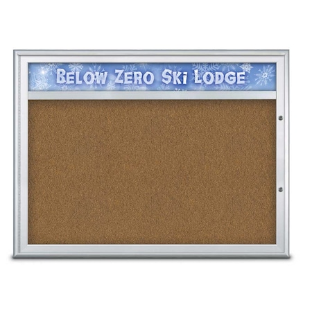 United Visual Products Single Door Radius Plus Corkboard, Hdr, 48 UV8013PLUS1-SATIN-FORBO