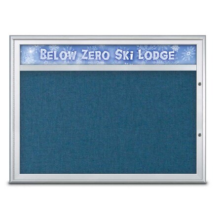 United Visual Products Single Door Radius Plus Corkboard, Header UV8013PLUS1-SATIN-ULTMAR