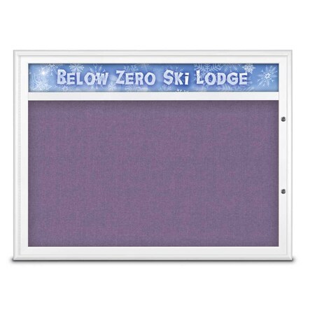 United Visual Products Single Door Radius Plus Corkboard With H UV8013PLUS1-WHITE-AMETHY