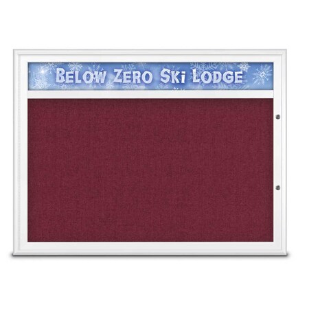 United Visual Products Single Door Radius Plus Corkboard With H UV8013PLUS1-WHITE-DBURGU