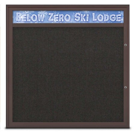 United Visual Products Single Door Radius Plus Corkboard With H UV8013PLUS48-BRONZE-BLACK