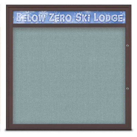 United Visual Products Single Door Radius Plus Corkboard With H UV8013PLUS48-BRONZE-CLOUD