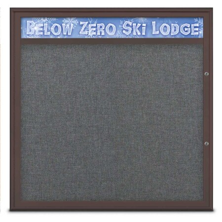 United Visual Products Single Door Radius Plus Corkboard, Header UV8013PLUS48-BRONZE-MEDGRY