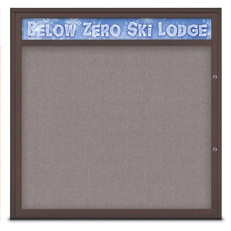 United Visual Products Single Door Radius Plus Corkboard With H UV8013PLUS48-BRONZE-SURF