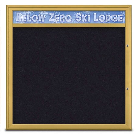 United Visual Products Single Door Radius Plus Corkboard, Header UV8013PLUS48-GOLD-RUBBER