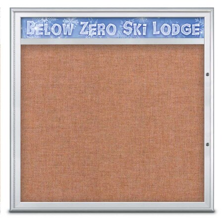 United Visual Products Single Door Radius Plus Corkboard With H UV8013PLUS48-SATIN-CINNABA