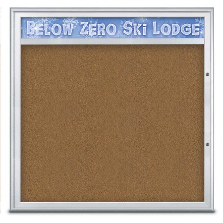 United Visual Products Single Door Radius Plus Corkboard, Hdr, 48 UV8013PLUS48-SATIN-FORBO