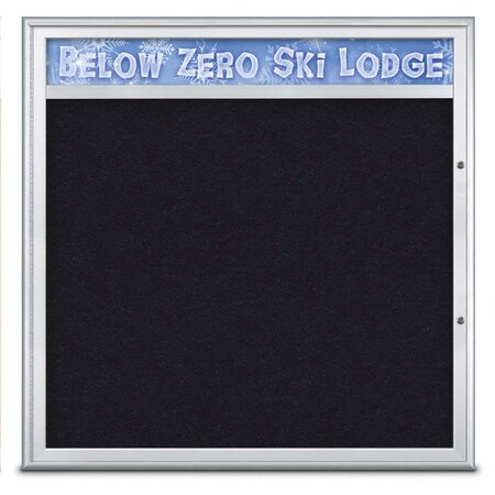 United Visual Products Single Door Radius Plus Corkboard, Header UV8013PLUS48-SATIN-RUBBER
