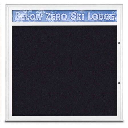 United Visual Products Single Door Radius Plus Corkboard, Header UV8013PLUS48-WHITE-RUBBER