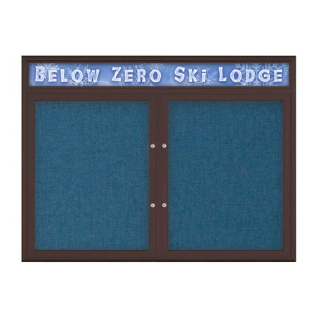United Visual Products Double Door Radius Plus Corkboard, Header UV8013PLUS-BRONZE-ULTMAR