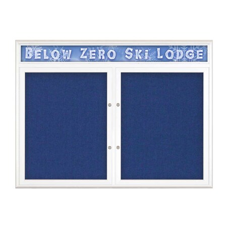 United Visual Products Double Door Radius Plus Corkboard With H UV8013PLUS-WHITE-COBACC