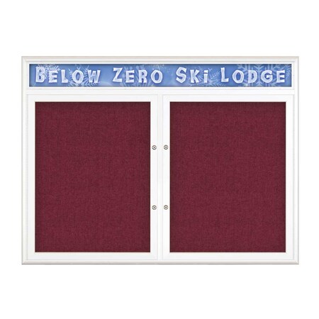 United Visual Products Double Door Radius Plus Corkboard With H UV8013PLUS-WHITE-DBURGU