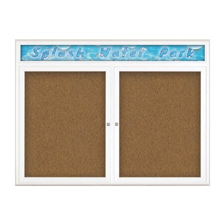 United Visual Products Double Door Radius Corkboard, Header, 48 UV8013-WHITE-FORBO