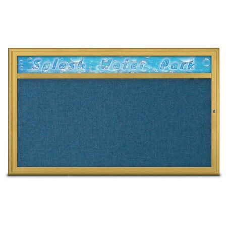 United Visual Products Single Door Radius Corkboard With Header UV80141-GOLD-ULTMAR