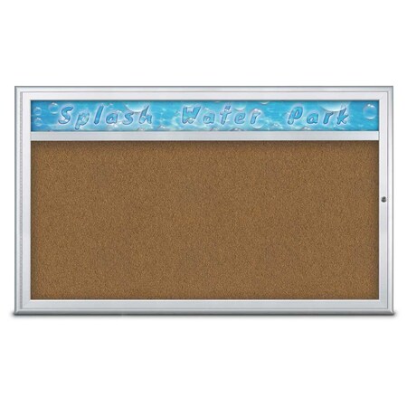 United Visual Products Single Door Radius Corkboard, Header, 60 UV80141-SATIN-FORBO