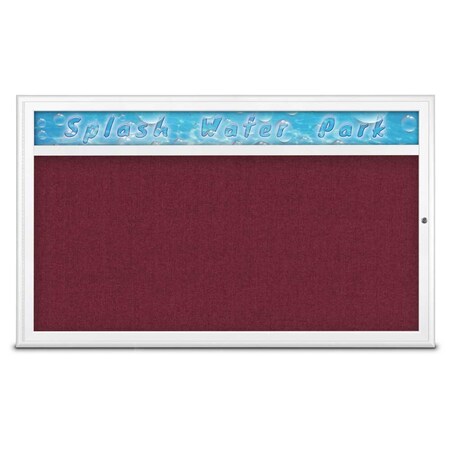 United Visual Products Single Door Radius Corkboard With Header UV80141-WHITE-DBURGU