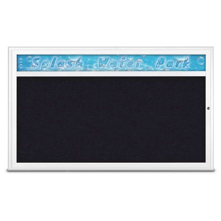 United Visual Products Single Door Radius Corkboard With Header UV80141-WHITE-RUBBER