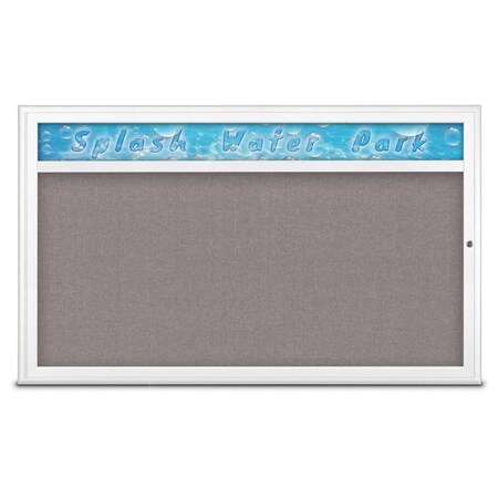 United Visual Products Single Door Radius Corkboard With Header UV80141-WHITE-SURF