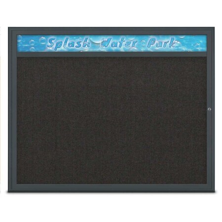 United Visual Products Single Door Radius Corkboard With Header UV801448-BLACK-BLACK