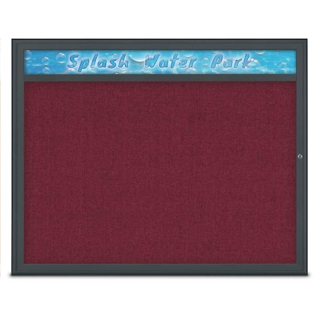 United Visual Products Single Door Radius Corkboard With Header UV801448-BLACK-DBURGU