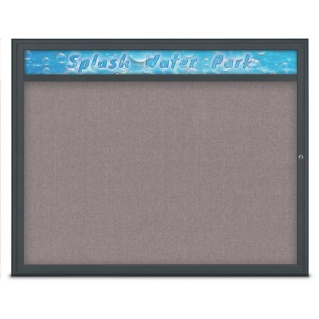 United Visual Products Single Door Radius Corkboard With Header UV801448-BLACK-SURF