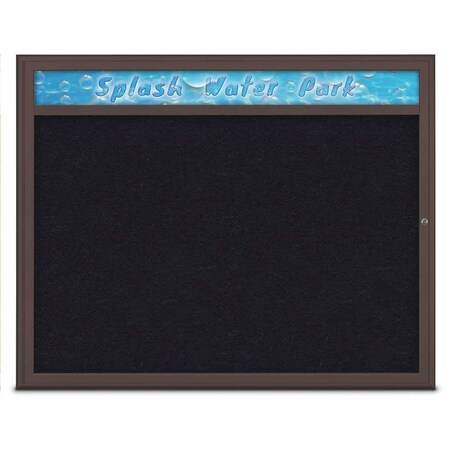 United Visual Products Single Door Radius Corkboard With Header UV801448-BRONZE-RUBBER