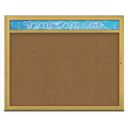 United Visual Products Single Door Radius Corkboard, Header, 60 UV801448-GOLD-FORBO