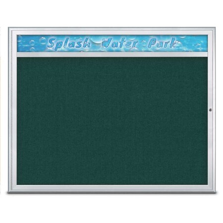 United Visual Products Single Door Radius Corkboard With Header UV801448-SATIN-DRKSPR